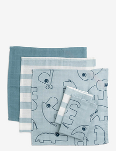 Cloth wipes 5-pack GOTS Deer friends - kleden van mousseline - blue
