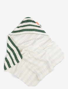 Hooded towel GOTS Stripes - håndklær - green