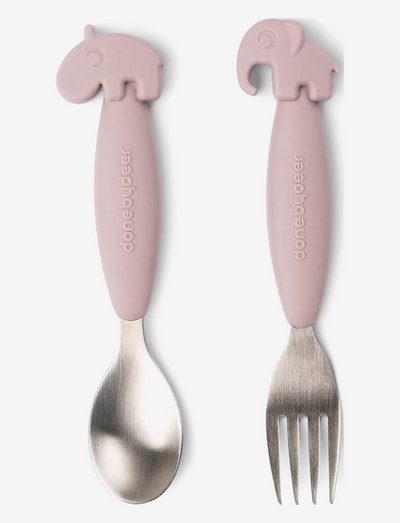 Easy-grip spoon and fork set Deer friends Powder - besteck - powder