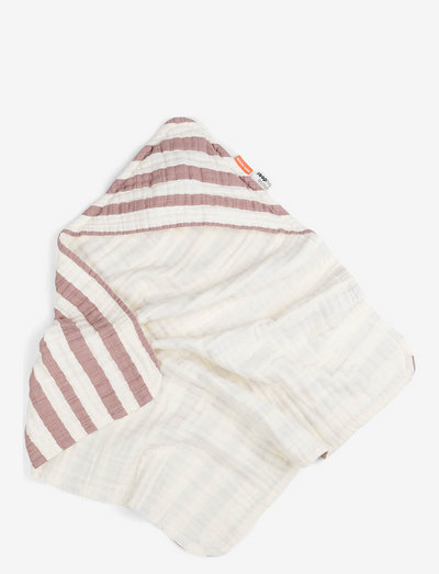 Hooded towel GOTS Stripes - towels - powder