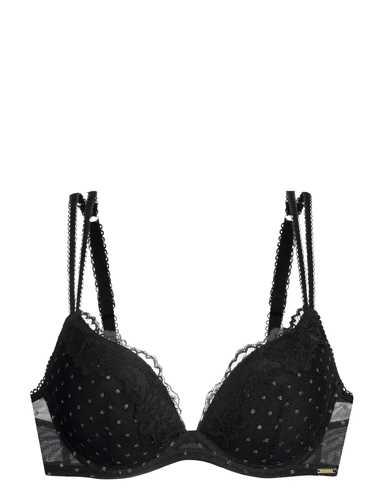 DORINA Origins-Shimmer Dot Mesh Push Up Plunge Navy - Ax85 - Damen