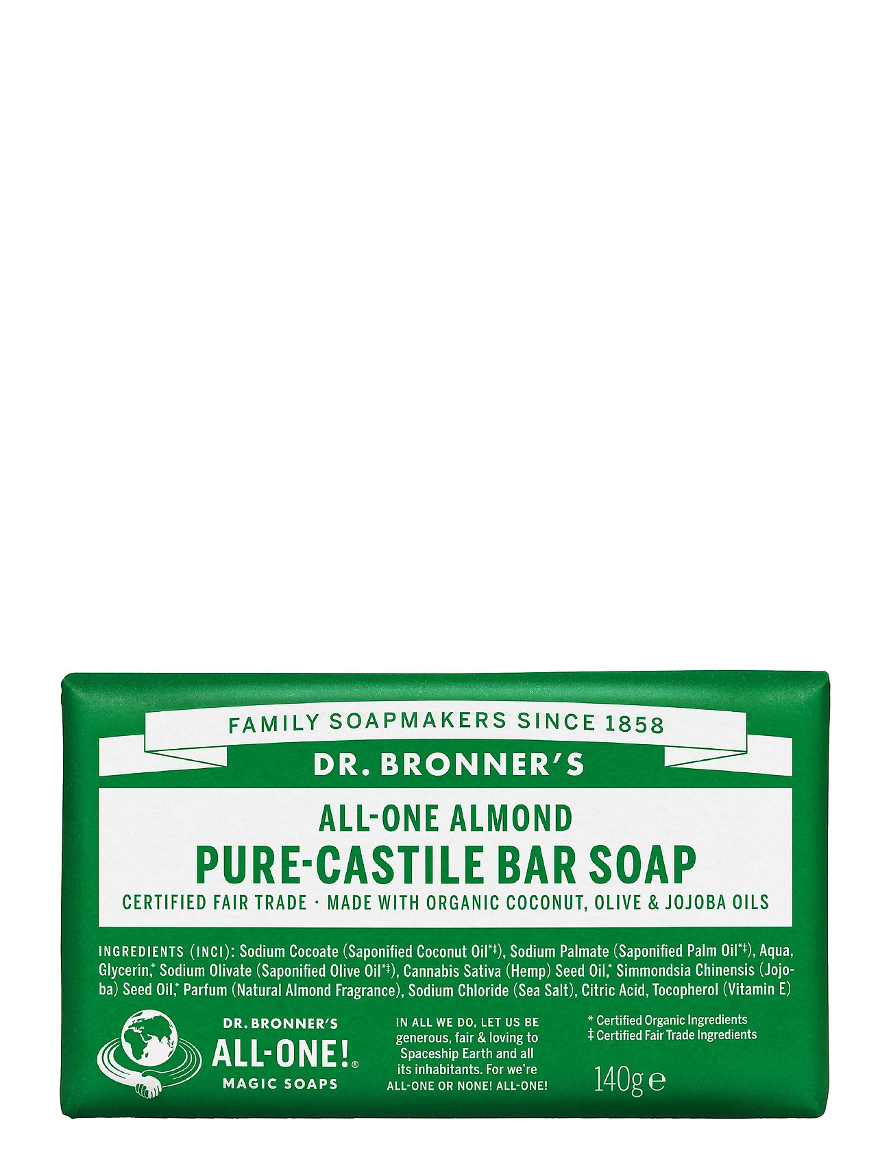 Pure-Castile Bar Soap Almond Beauty Women Skin Care Body Nude Dr. Bronner’s