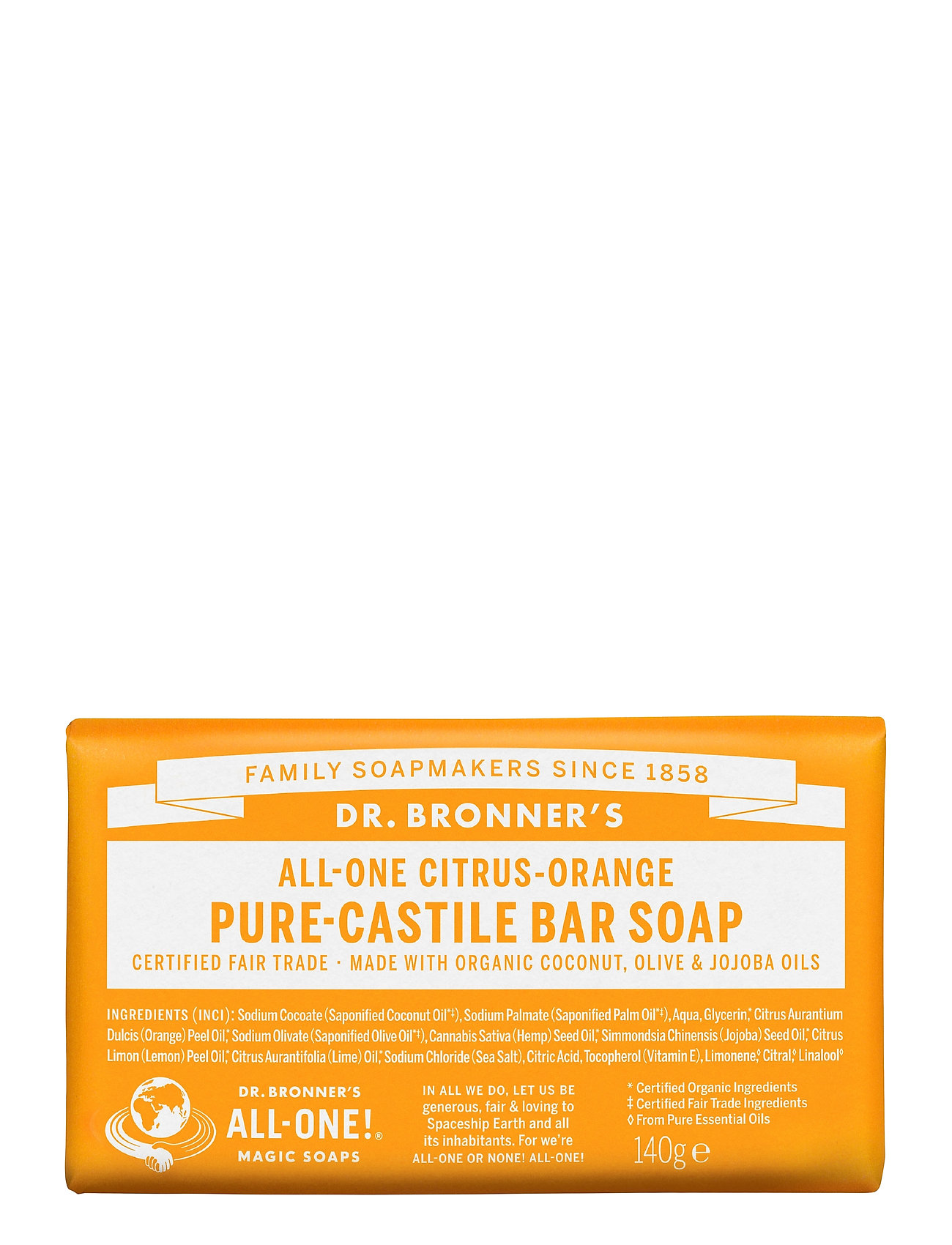 Pure-Castile Bar Soap Citrus-Orange Beauty Women Home Hand Soap Soap Bars Nude Dr. Bronner’s