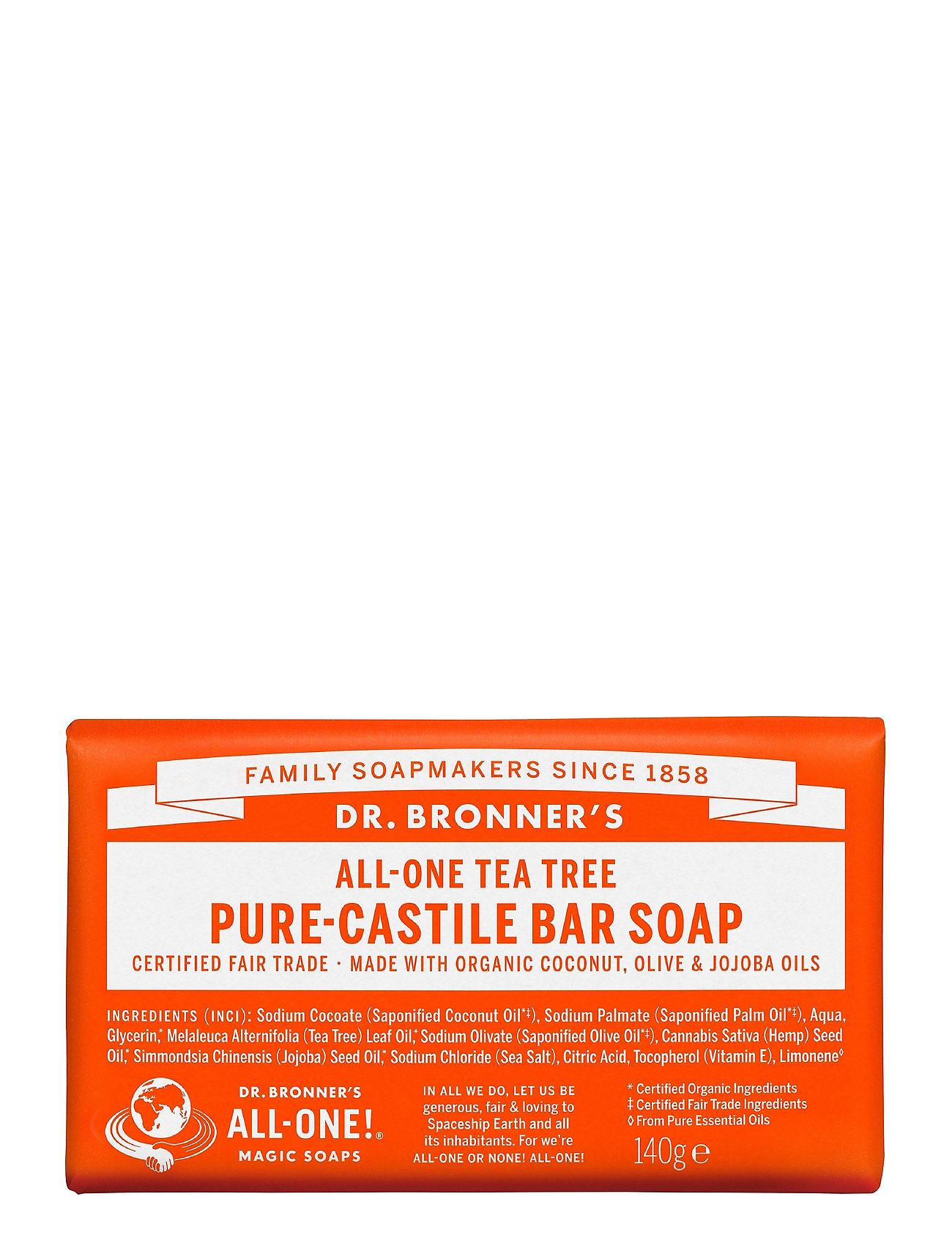Pure-Castile Bar Soap Tea Tree Beauty Women Skin Care Body Nude Dr. Bronner’s