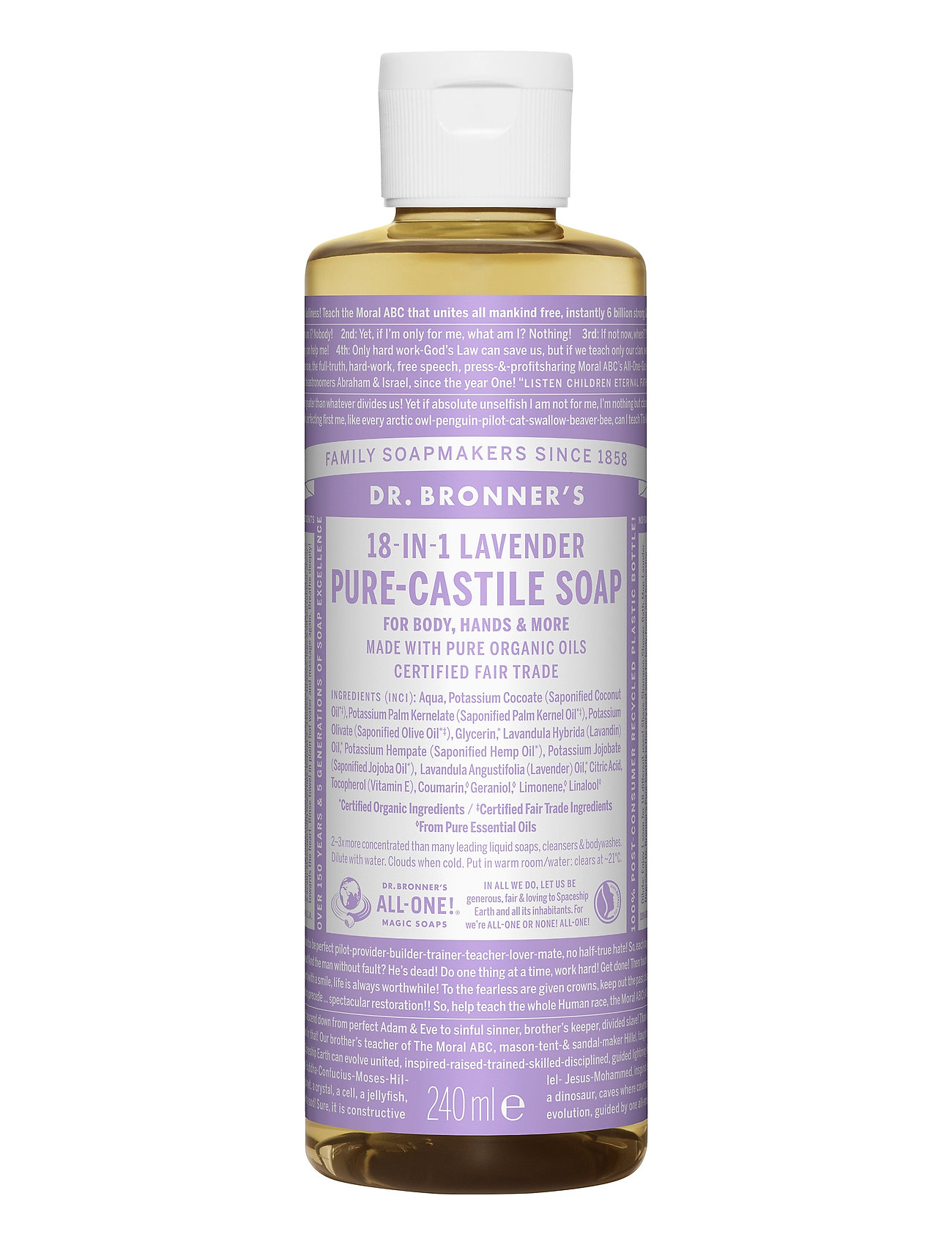 18-In-1 Castile Liquid Soap Lavender Beauty Women Home Hand Soap Liquid Hand Soap Nude Dr. Bronner’s