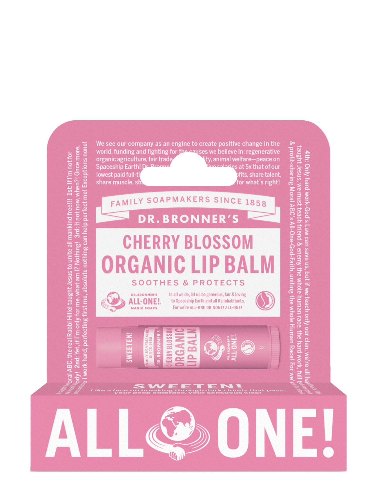 Cherry Blossom Organic Lip Balm Hang Pack Læbebalsam Lip Balm Nude Dr. Bronner’s