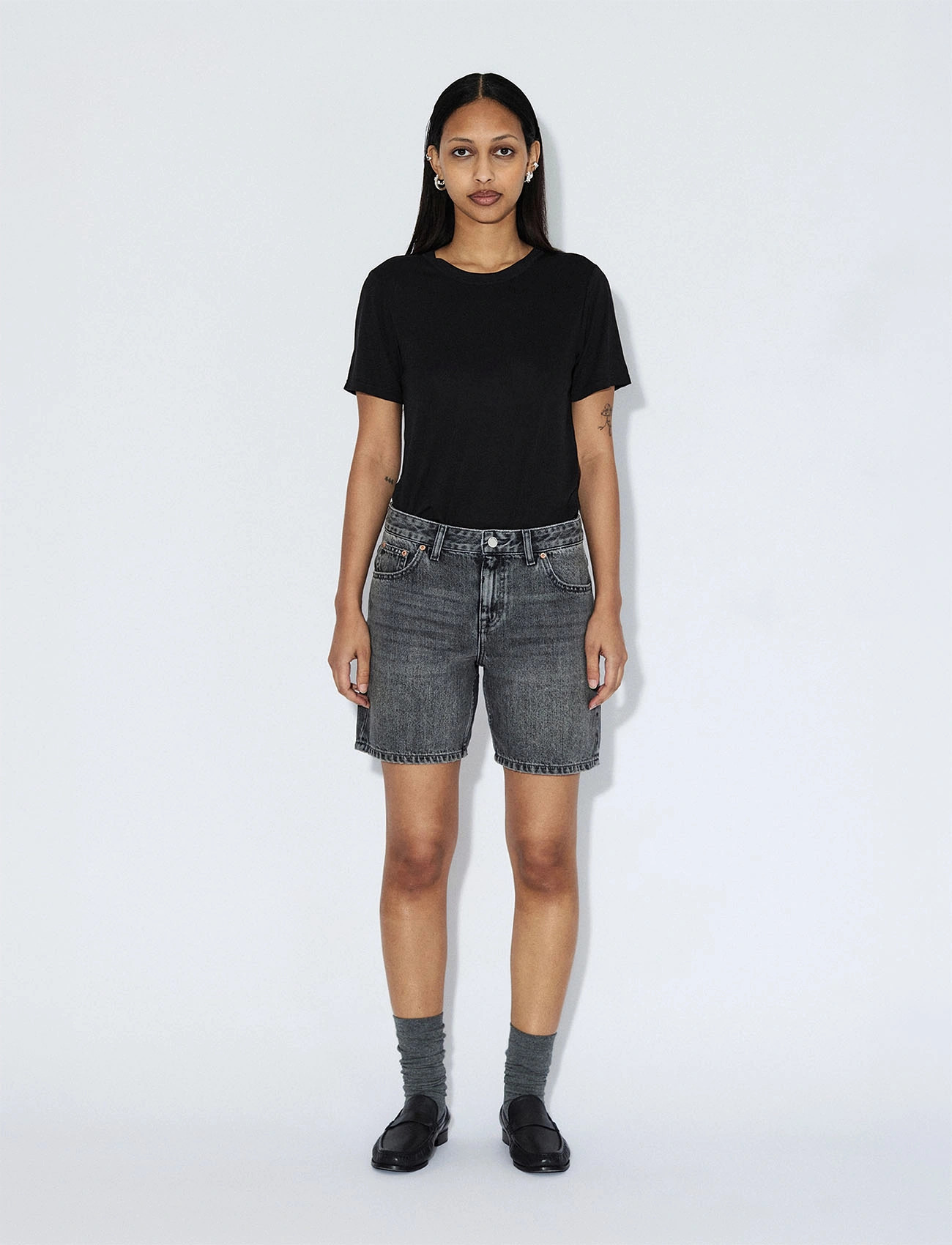 Dr Denim Hill Low Shorts, 27, Grey, Shorts > Denim Shorts, Dame