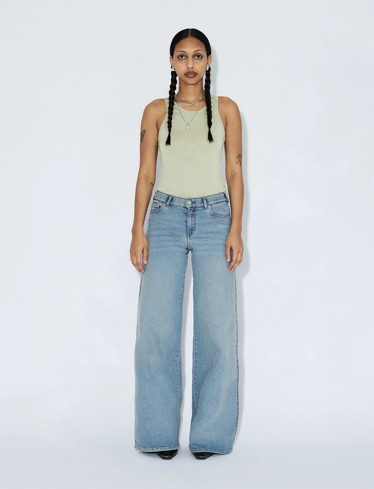 Dr Denim Zila Mid Wide, XS x 34, Blue, Jeans > Vidde, Dame