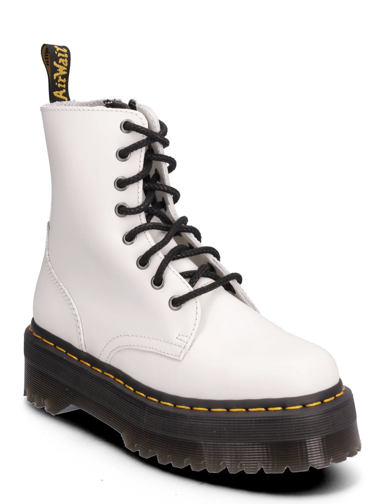 Jadon White Polished Smooth Shoes Boots Ankle Boots Ankle Boots Flat Heel White Dr. Martens
