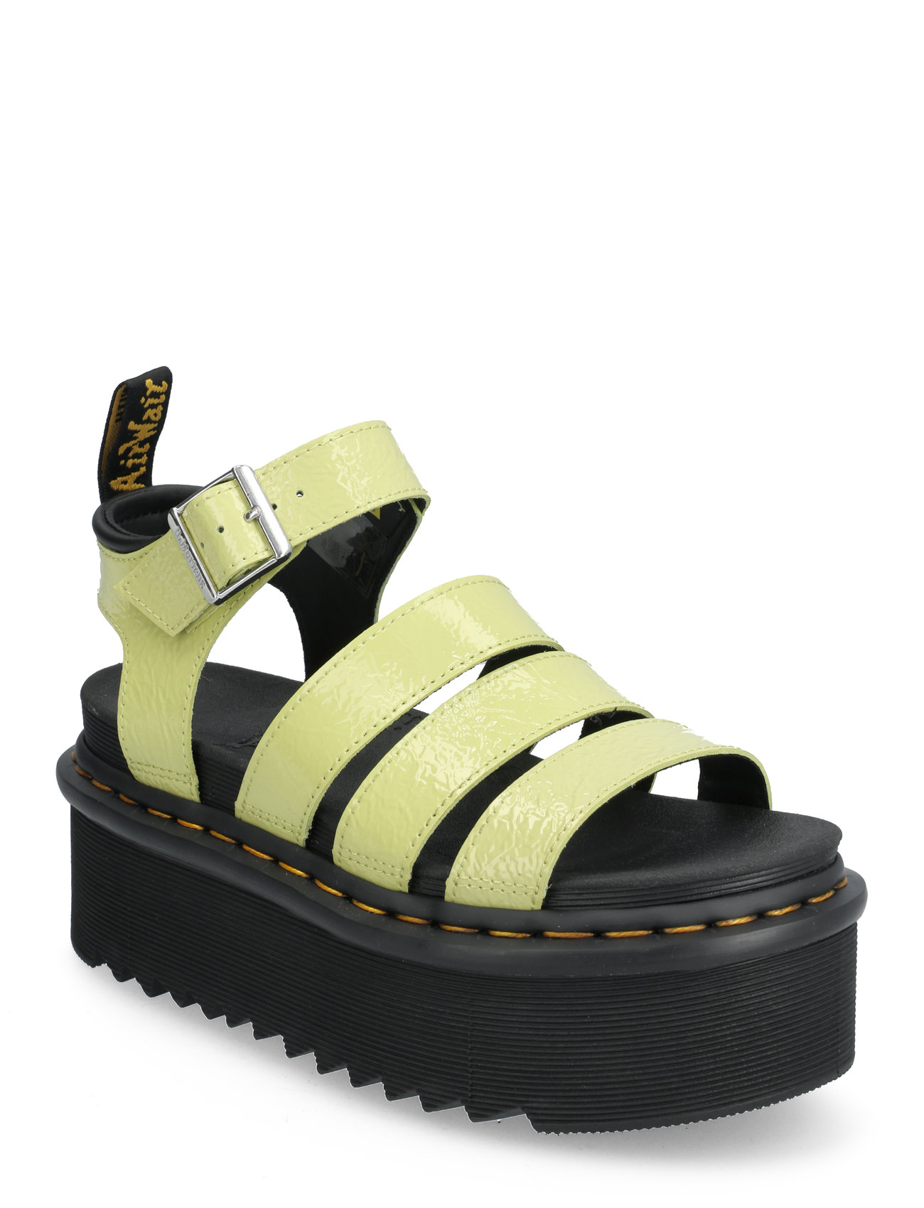 Dr. Martens Blaire Quad Lime Green Distressed Patent - Platform sandals ...