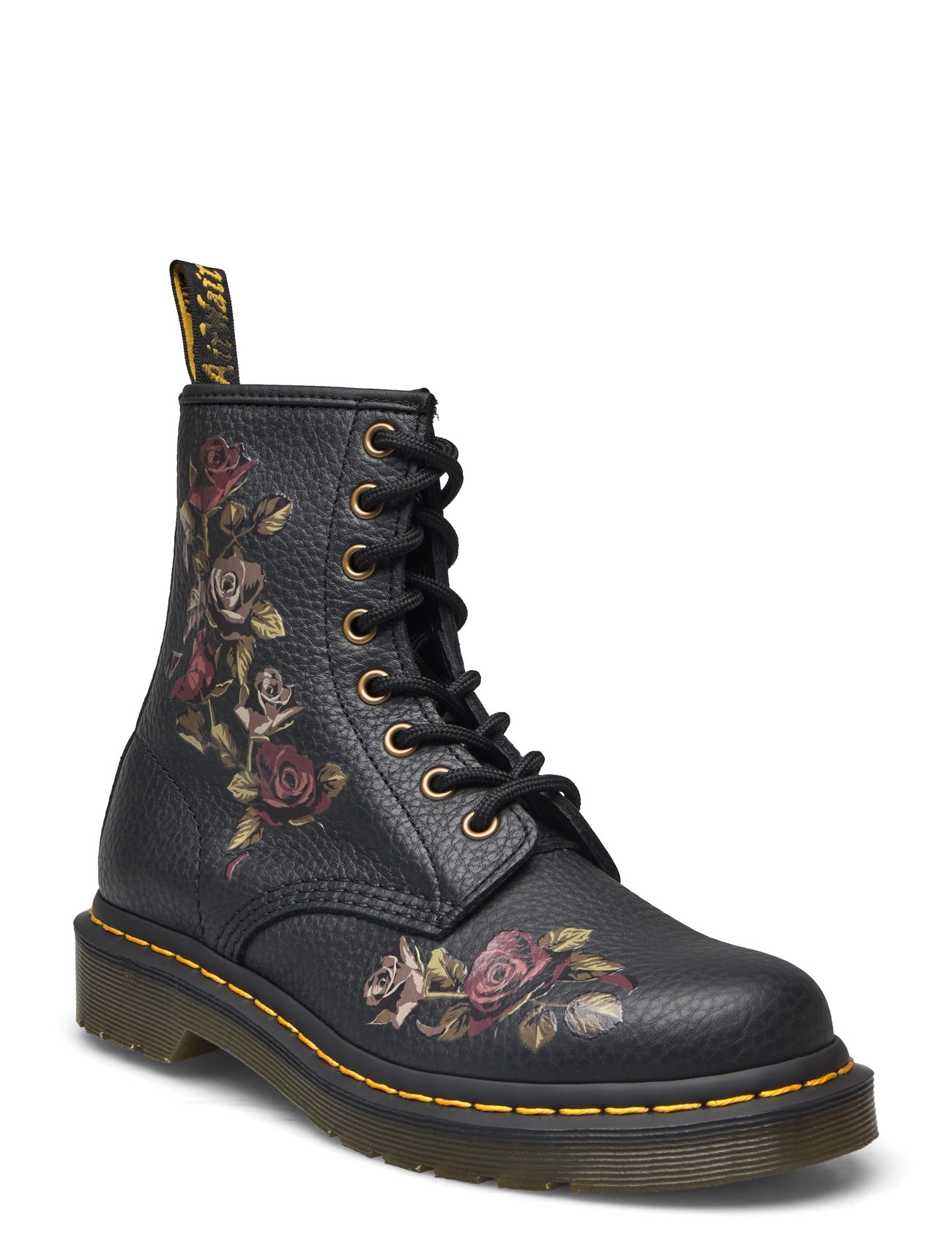 1460 Black Decayed Roses Classic Tumbled Nappa Black Dr. Martens