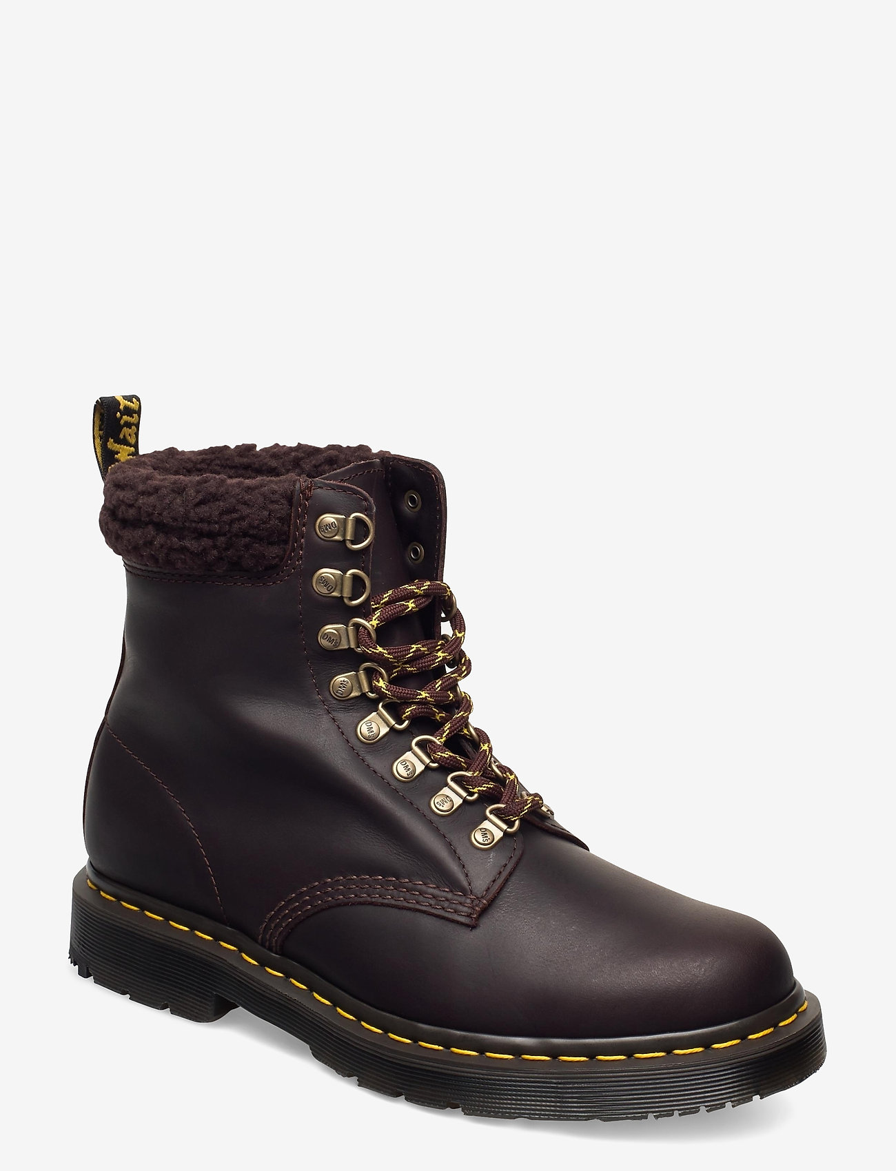 dr martens 1460 collar cocoa snow plough and fleece