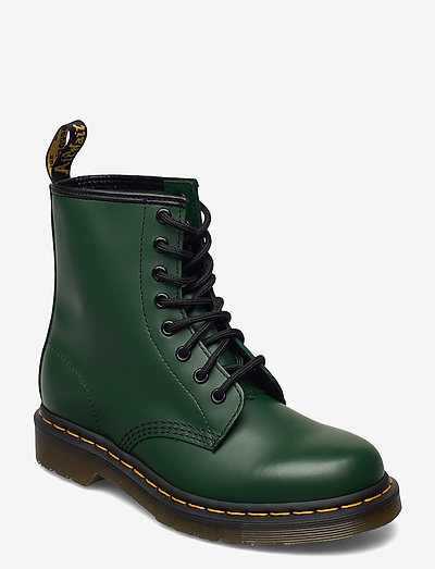 1498 Black Smooth - laced boots - green