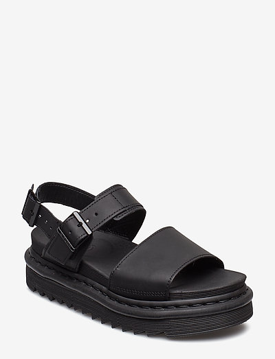 Voss Black Hydro Leather - flat sandals - black