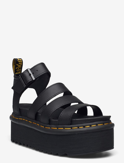 Blaire Quad Black Hydro Leather - platform sandals - black