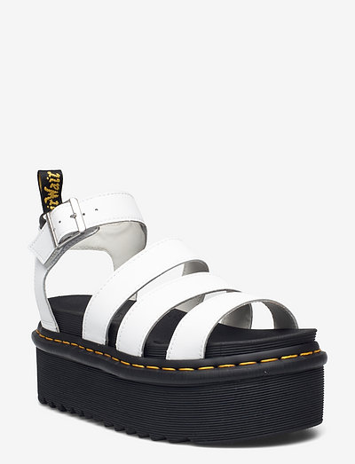Blaire Quad Black Hydro Leather - platform sandals - white