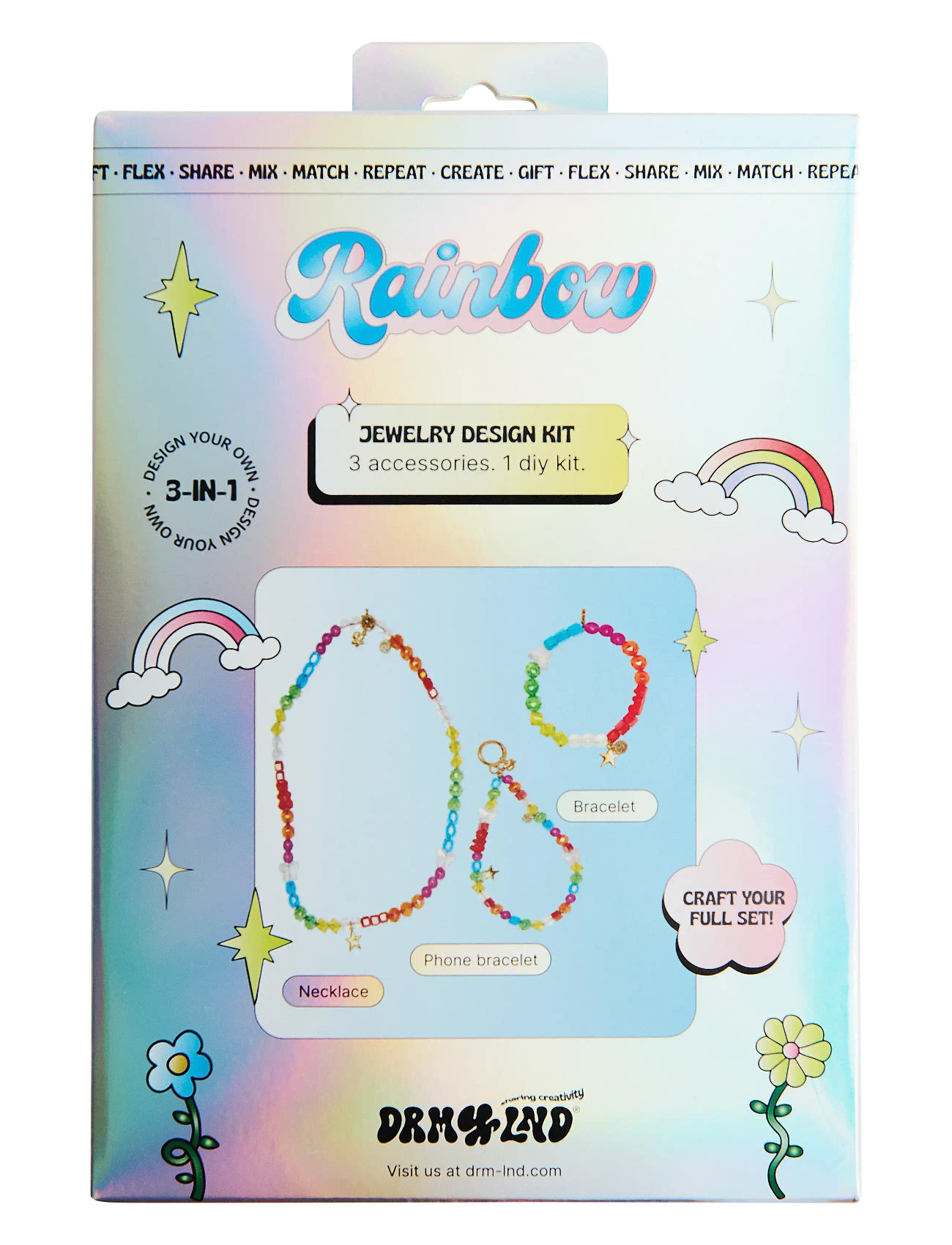 DRM-LND Rainbow Bright, One Size, Multi/patterned, Mobile Accessories > Phone Jewellry, Børn