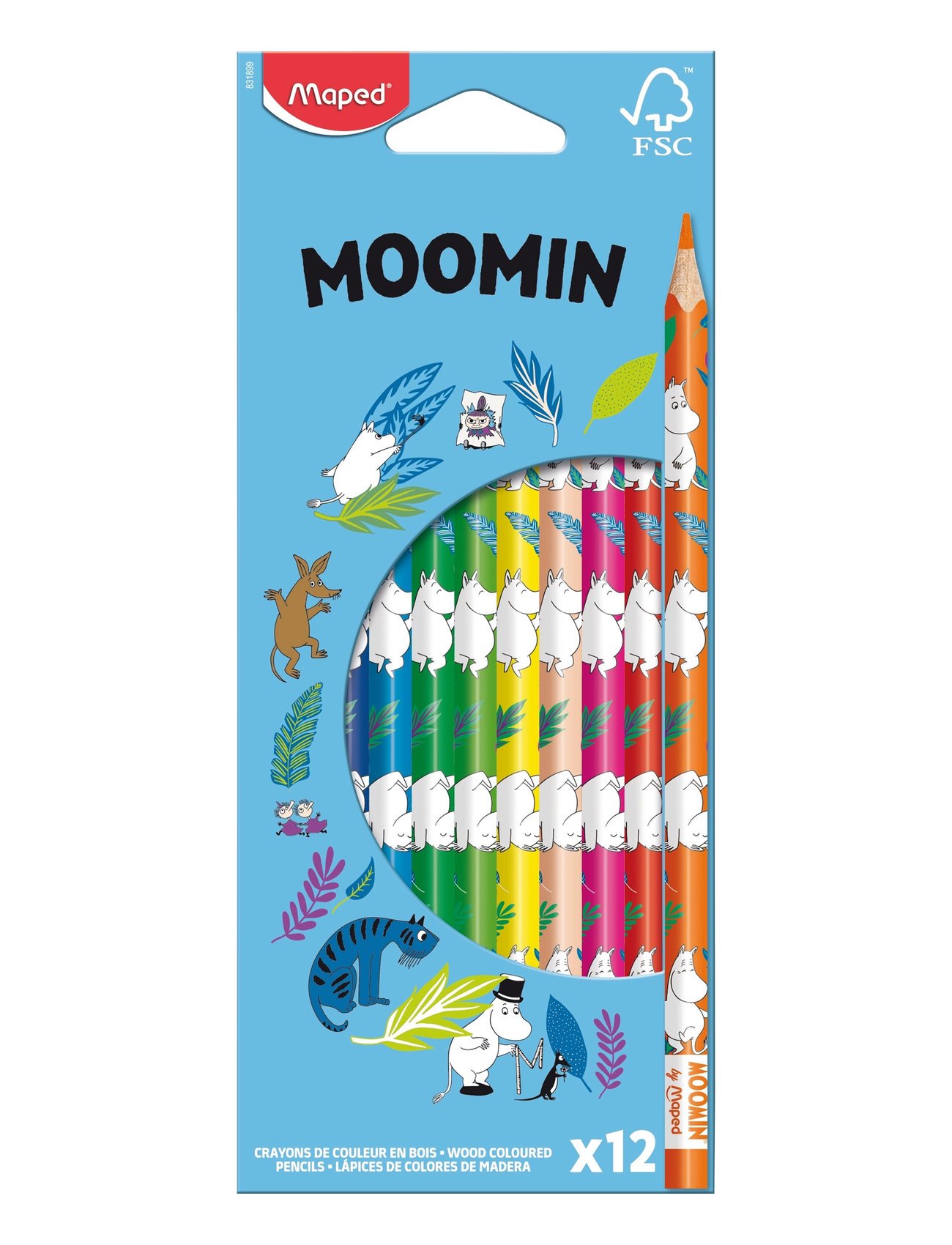 DSIGNHOUSE MOOMIN Moomin Wood Coloured Pencils Fsc X12 Patterned - 21.4X 9.5X 0.09CM - Kinder