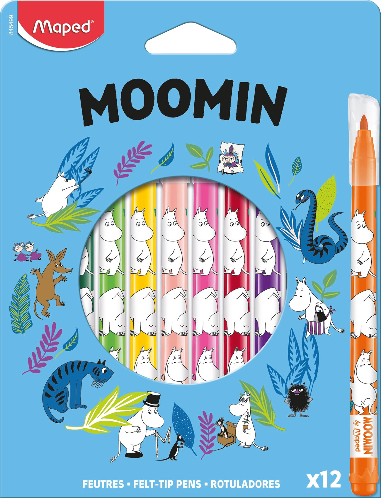 DSIGNHOUSE MOOMIN Moomin Felt-Pens X12 Cardboard Patterned - 17.8X 13.5X 1.2CM - Kinder
