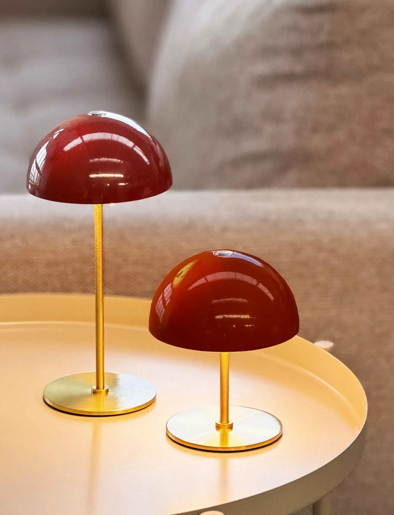 Dyberg Larsen Along Led Minibordlampe Mørkerød/Messing 2 Stk. I Æske, One Size, Red, Lamper > Bordlamper, Unisex