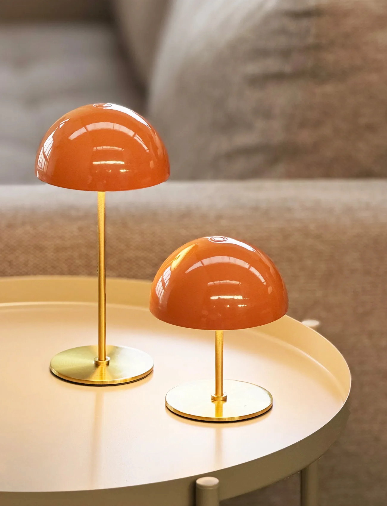 Dyberg Larsen Along Led Minibordlampe Orange/Messing 2 Stk. I Æske, One Size, Orange, Lamper > Bordlamper, Unisex