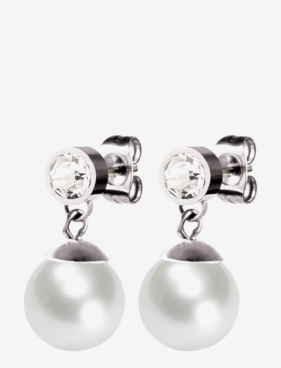 BESS - pärlitega kõrvarõngad - silver white