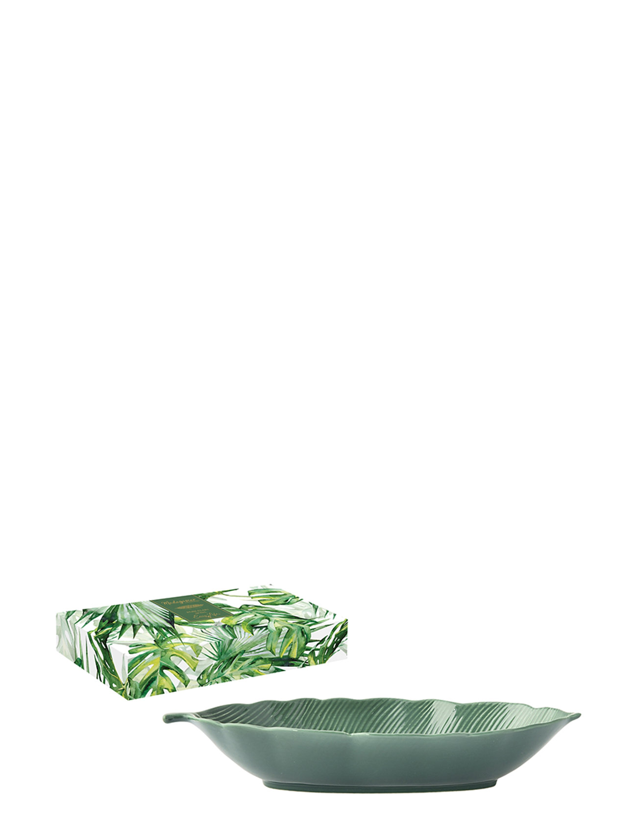 EasyLife Bowl In Leaf Shape 26X11,5 Cm In Gift Box Tropical Leaves Green - Easy Life Grön