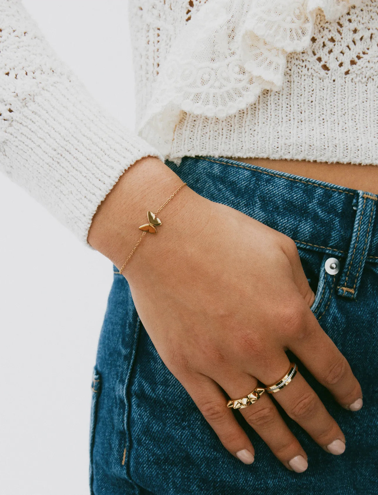 Edblad Papillon Bracelet Gold, One Size 18 cm, Gold, Armbånd > Kædearmbånd, Dame