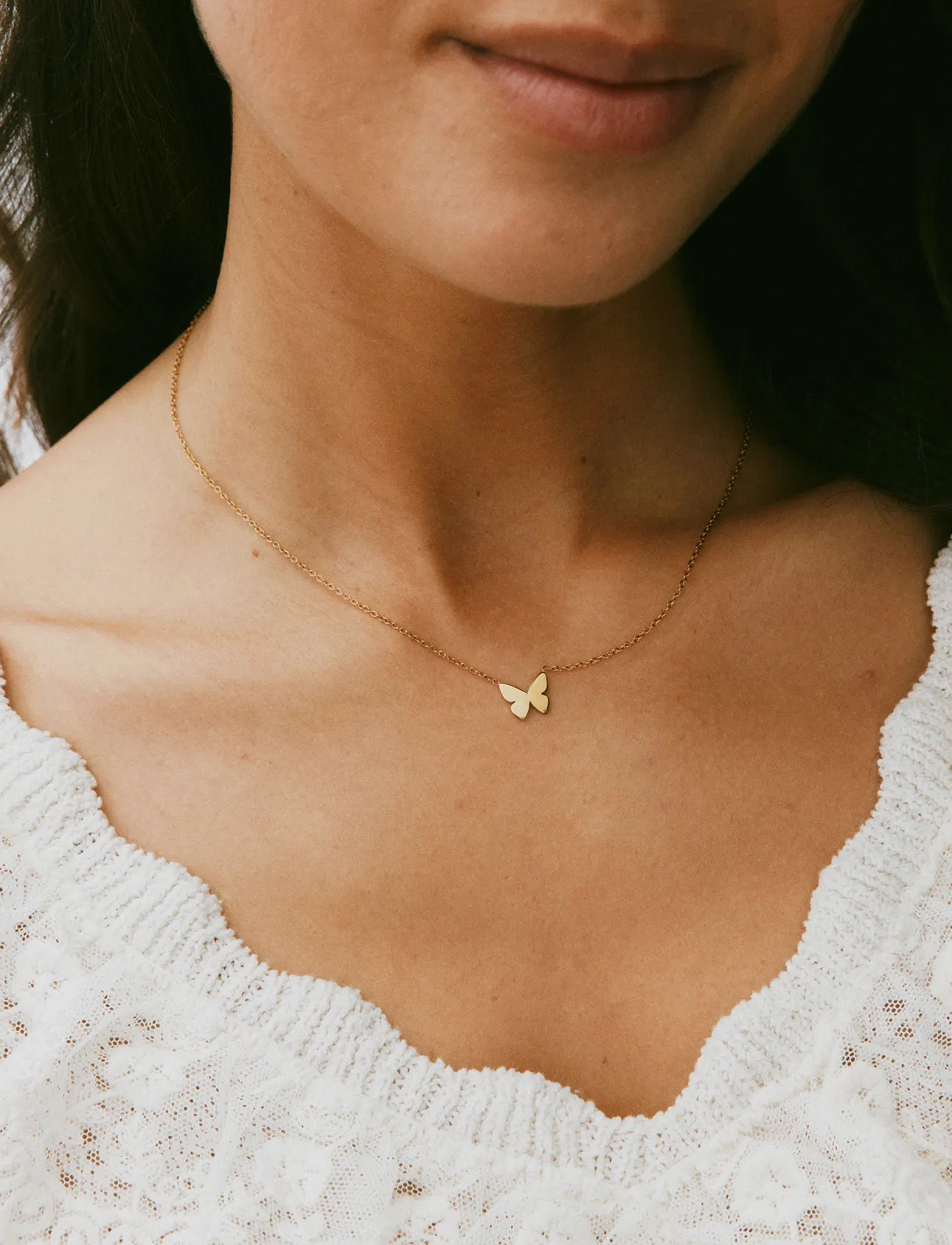 Edblad Papillon Necklace Gold, One Size 45 cm, Gold, Halskæder > Kædehalskæder, Dame