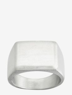 Cole Signet Ring Matt Steel - ringar - silver