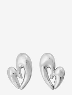 Heartbeats Studs L Steel - stud earrings - silver