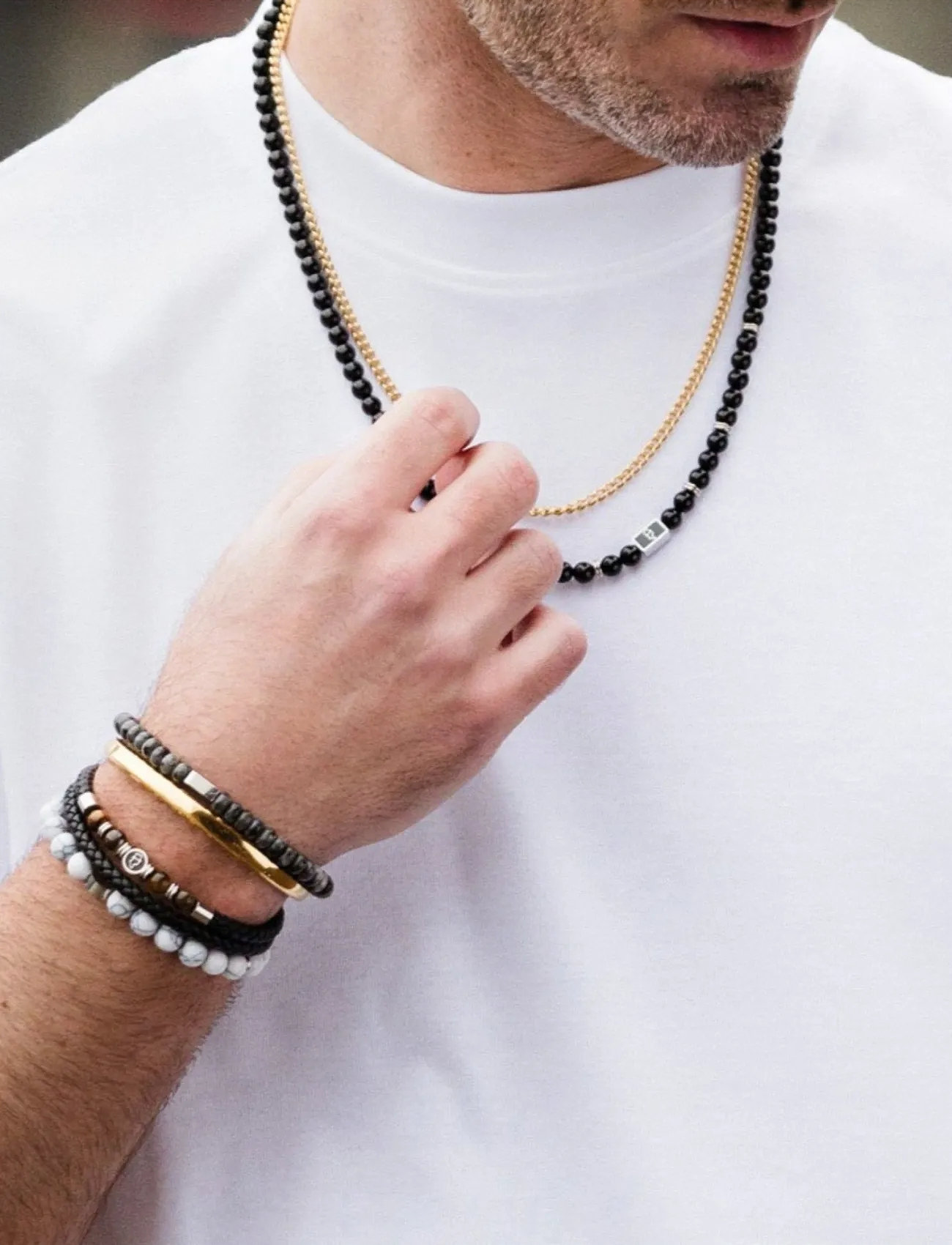 edd. Beads Necklace 6Mm, 55-60 cm, Black, Smykker > Halskæder, Herre
