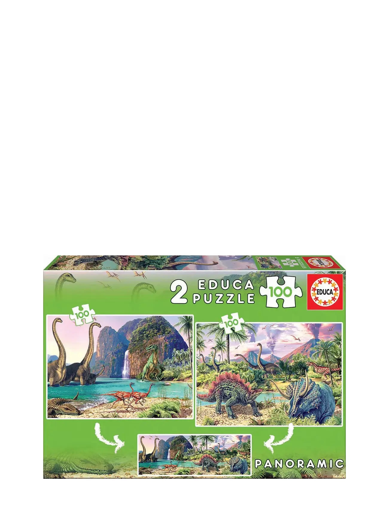 Educa 2X100 Dino World Toys Puzzles And Games Puzzles Classic Puzzles Multi/patterned Educa