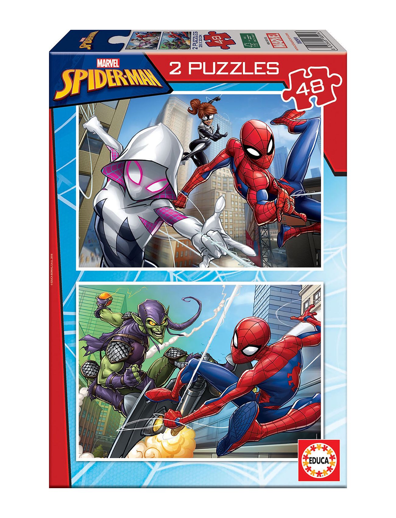 Educa 2X48 Spider-Man Toys Puzzles And Games Puzzles Classic Puzzles Multi/patterned Educa