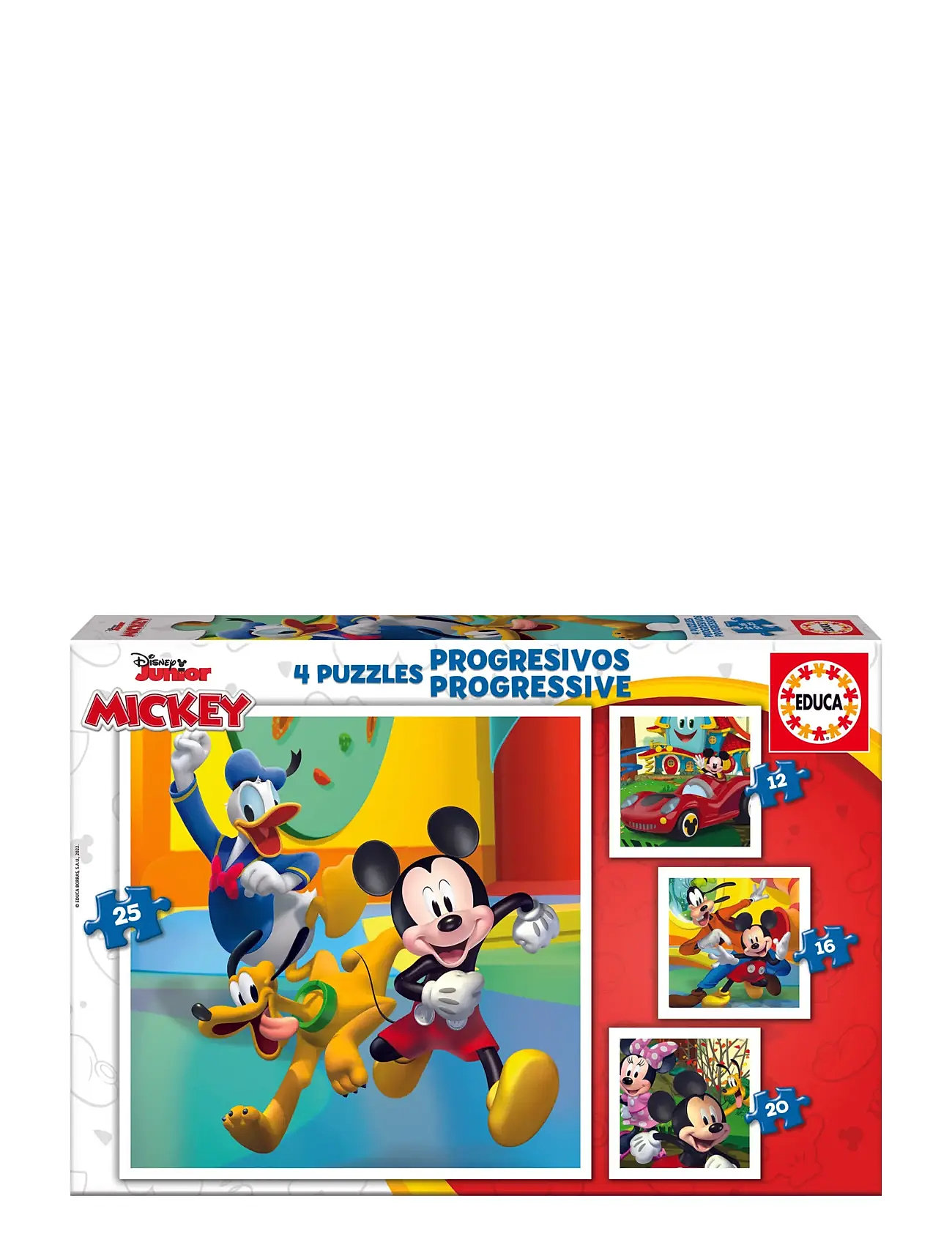 Educa 12-16-20-25 Progressive Mickey & Friends Toys Puzzles And Games Puzzles Classic Puzzles Multi/patterned Educa