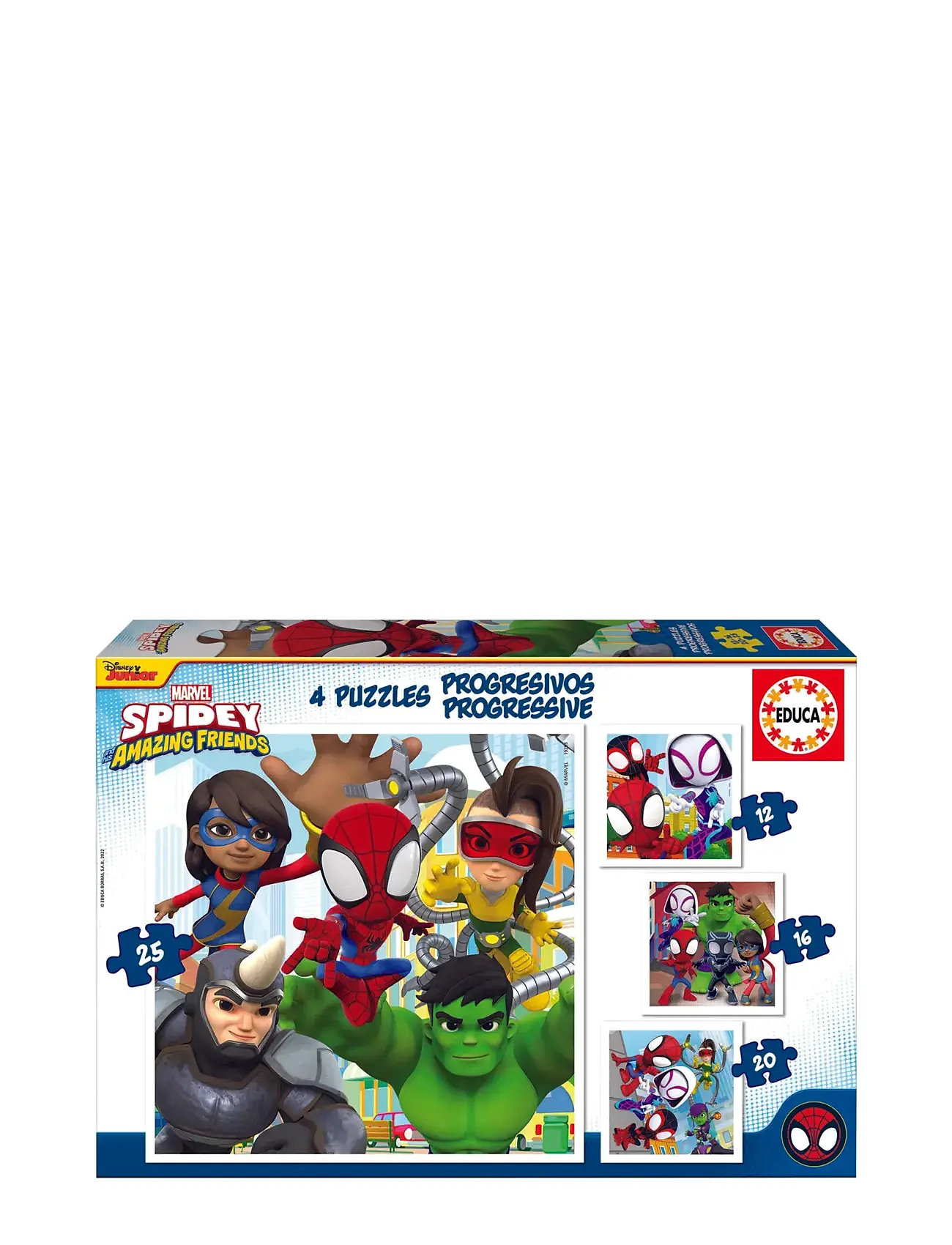 Educa 12-16-20-25 Progres. Spidey&Amazing Friends Toys Puzzles And Games Puzzles Classic Puzzles Multi/patterned Educa