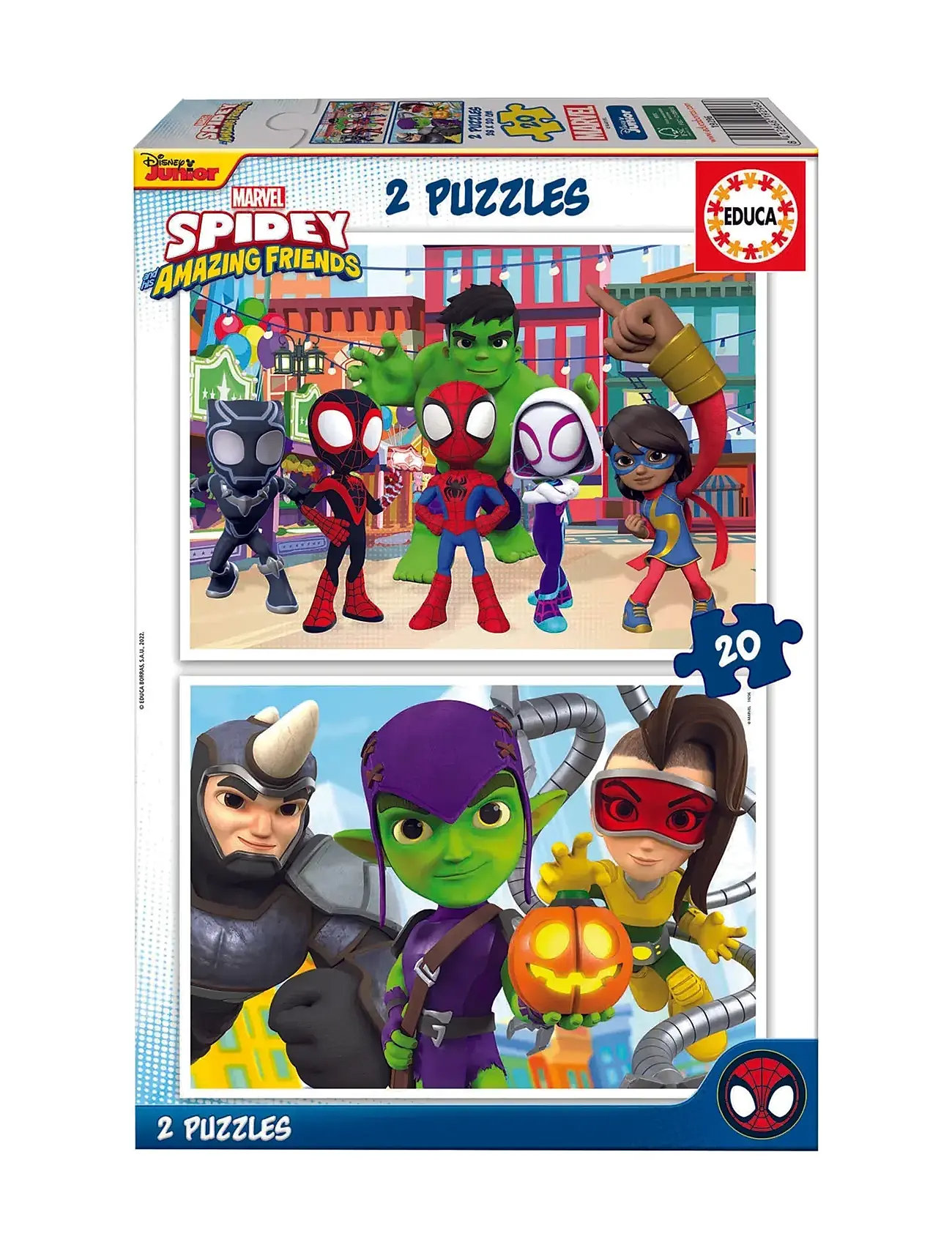 Educa 2X20 Spidey & His Amazing Friends Toys Puzzles And Games Puzzles Classic Puzzles Multi/patterned Educa