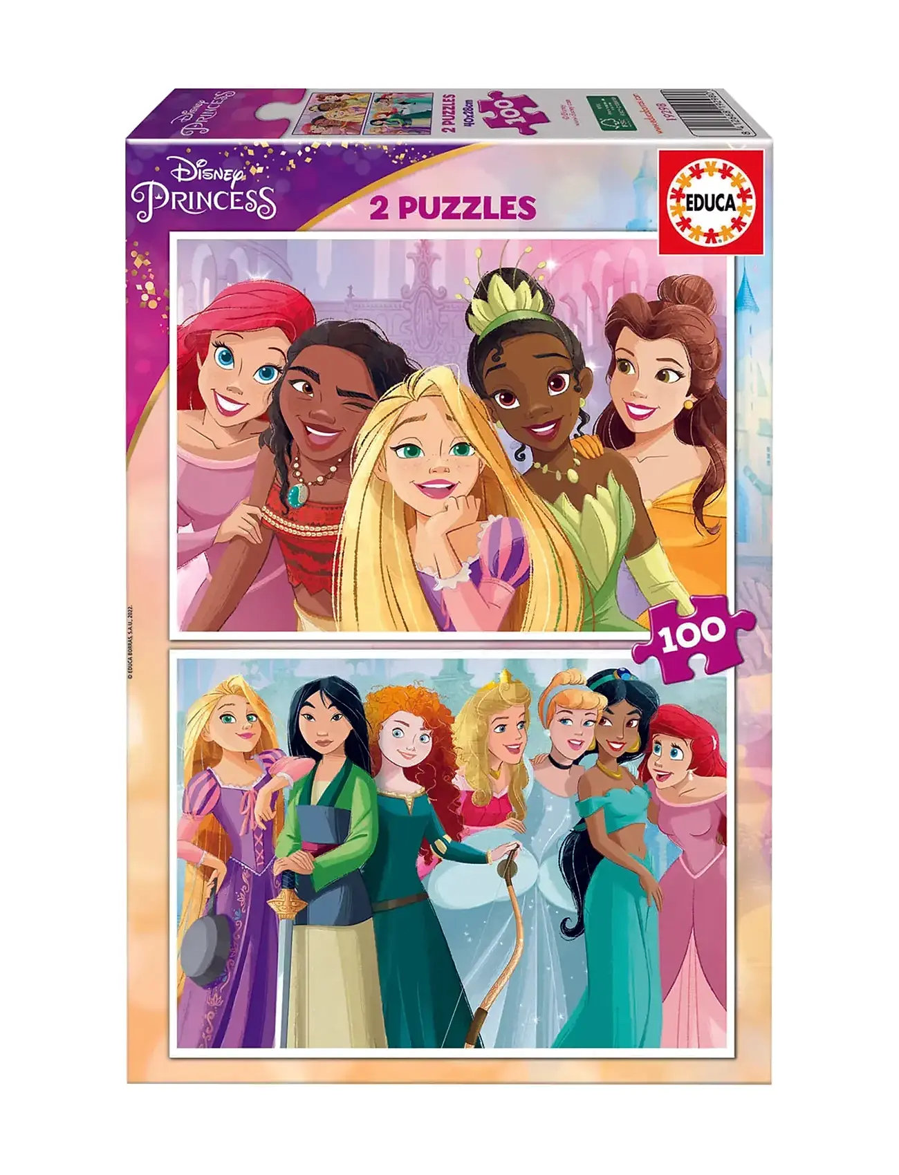 Educa 2X100 Disney Princess Toys Puzzles And Games Puzzles Classic Puzzles Multi/patterned Educa
