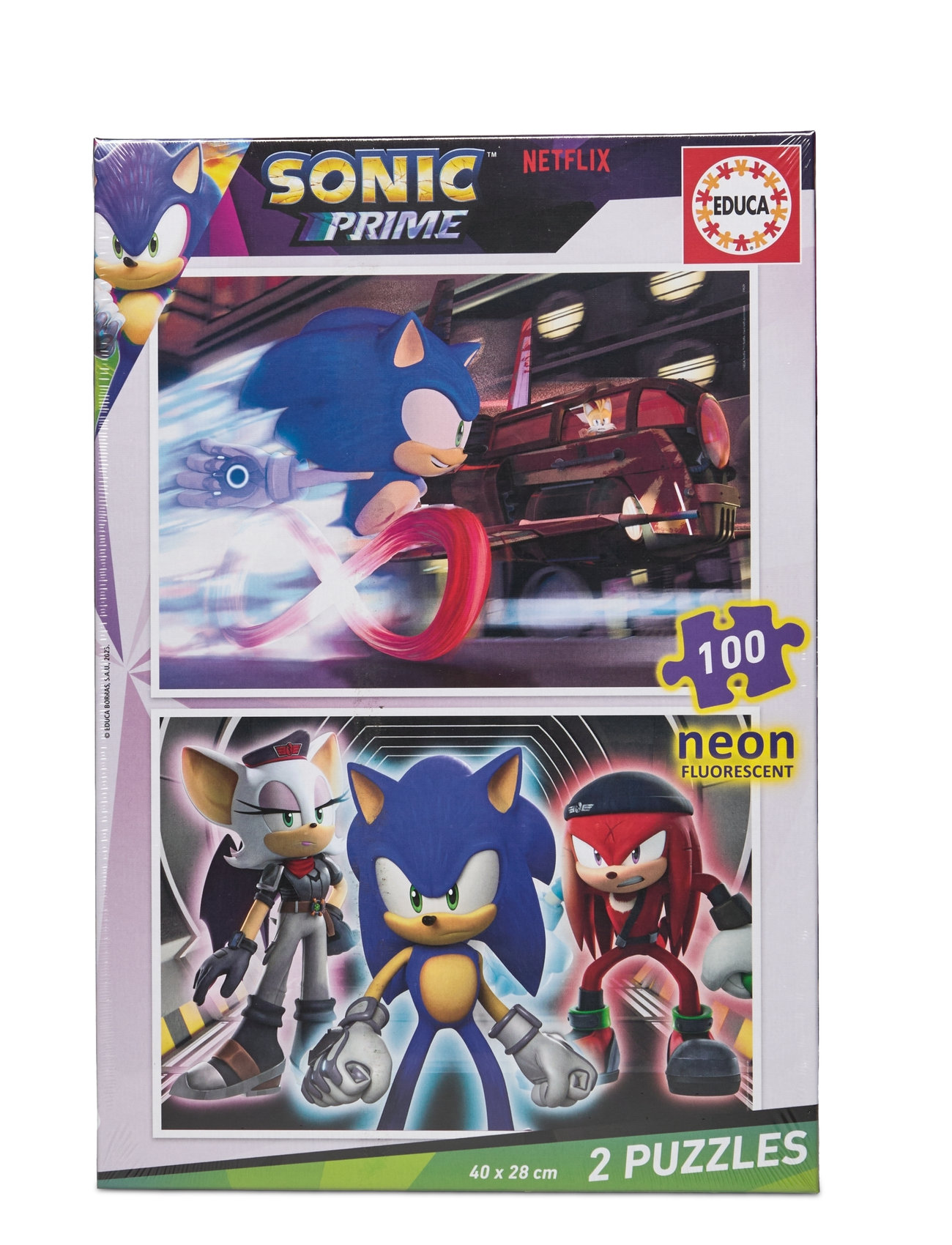 Educa 2X100 Sonic Prime Neon Toys Puzzles And Games Puzzles Classic Puzzles Multi/patterned Educa