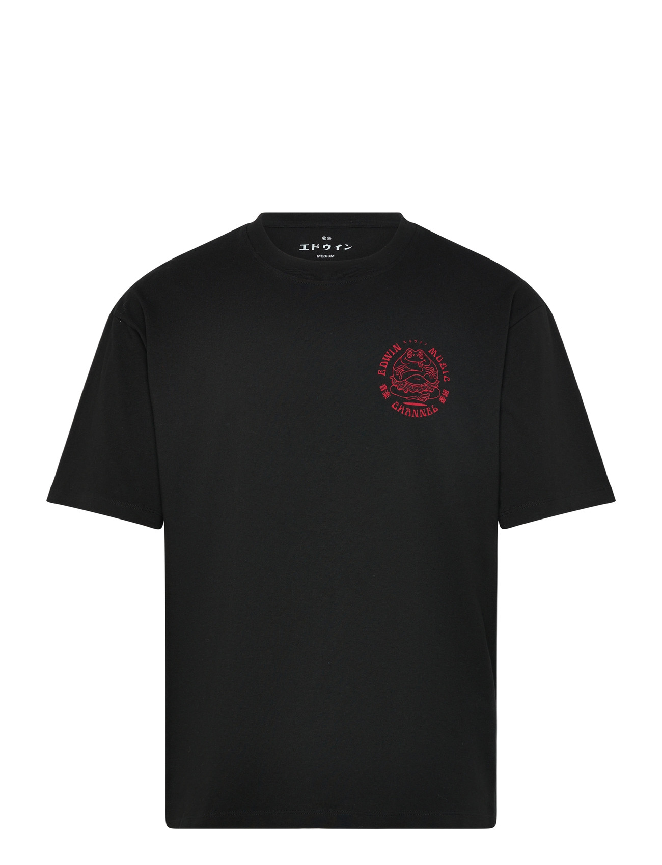 Edwin Edwin Music Channel T-Shirt - Black/Red, S, Black, T-Shirts > Kortærmede, Herre