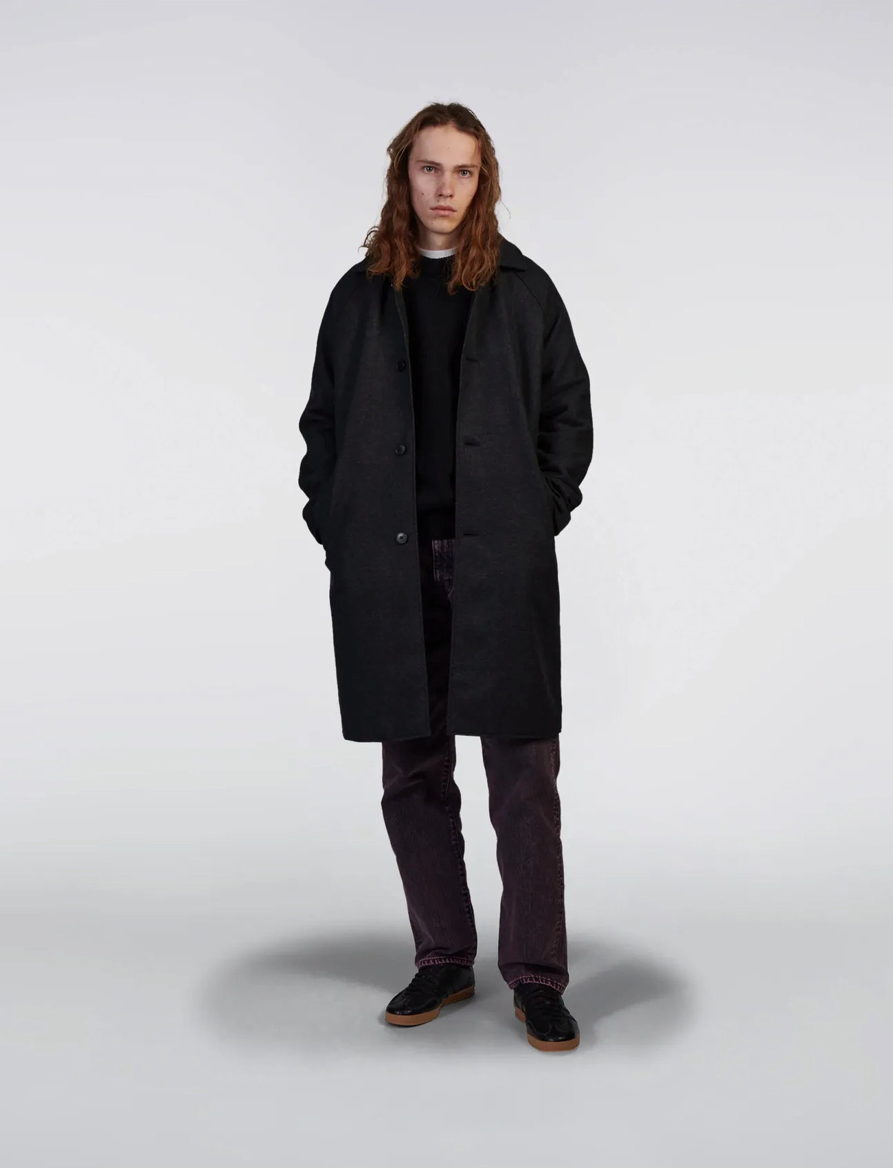 Edwin Mac Wool Coat, XL, Black, Frakker > Uldfrakker, Herre