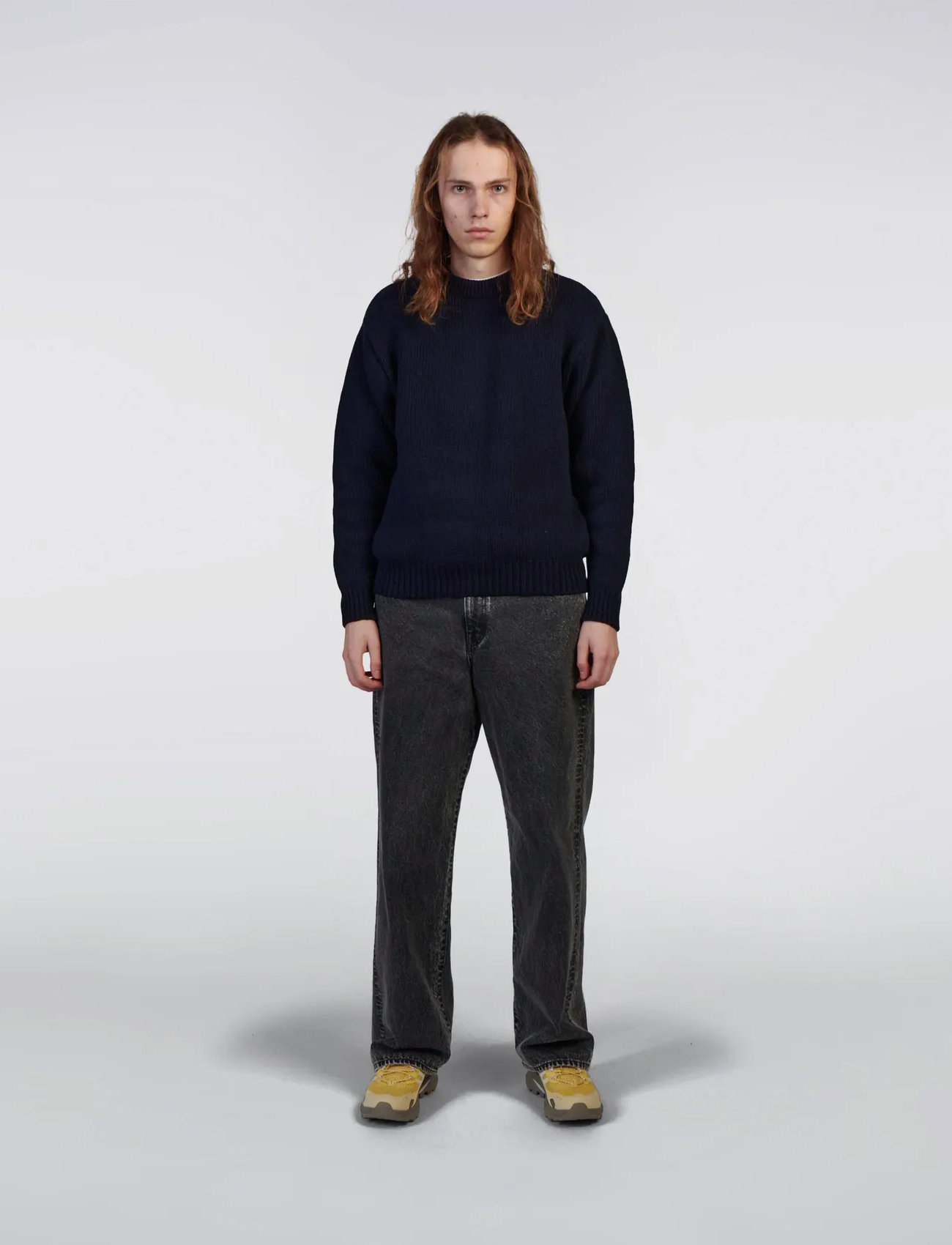 Edwin Ellis Sweater, M, Navy, Strik > Runde Halse, Herre