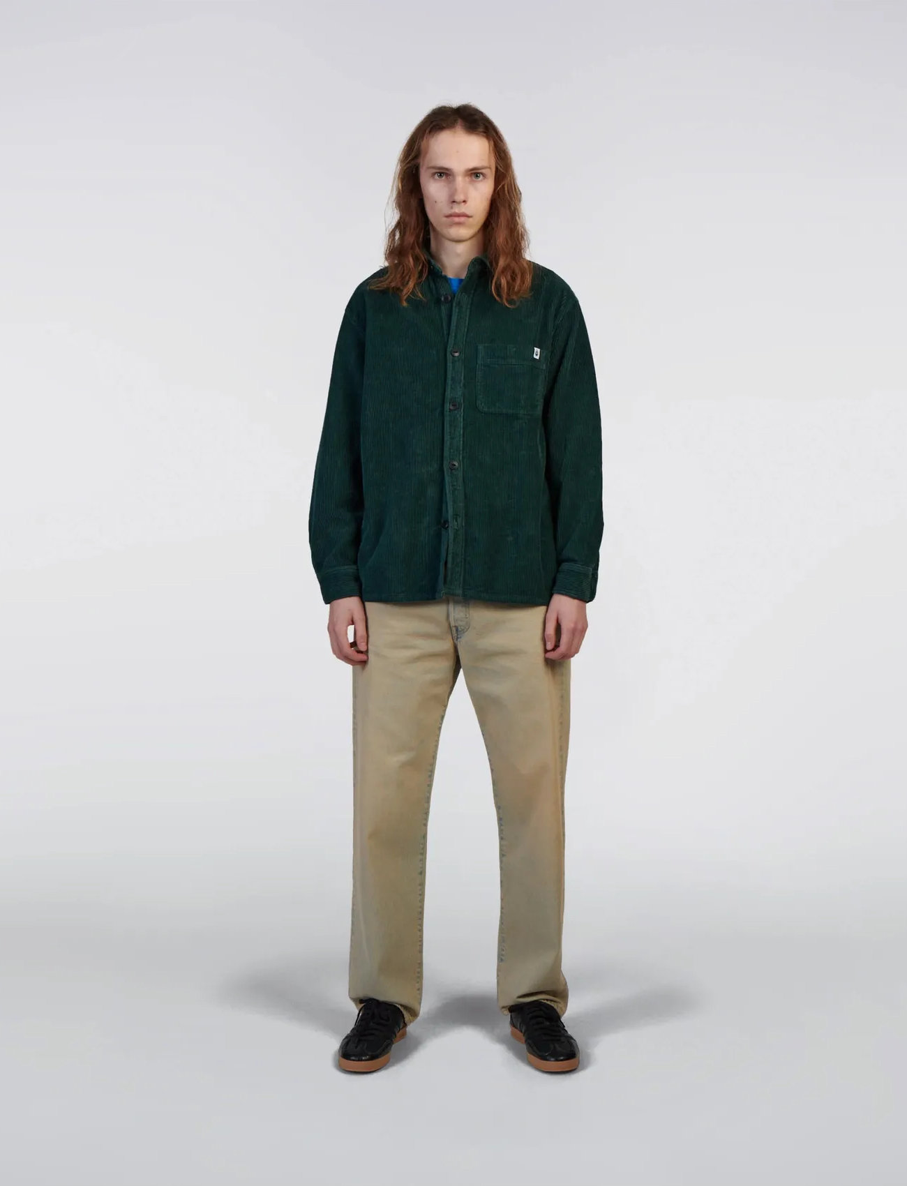 Edwin Ander Shirt Ls, L, Green, Shirts > Corduroy Shirts, Herre