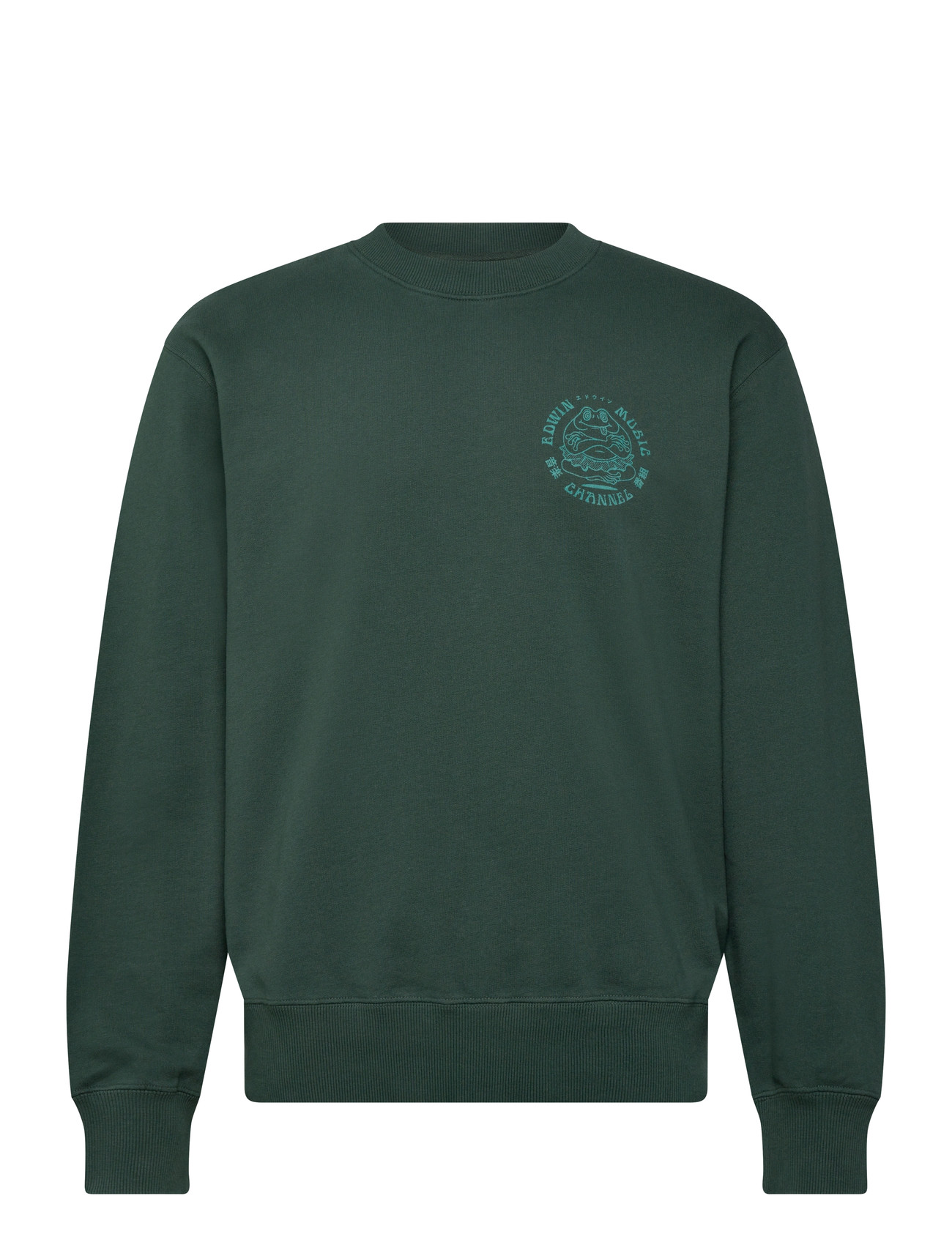 Edwin Edwin Music Channel Sweat-Green Gables, L, Green, Sweatshirts & Hættetrøjer > Sweatshirts, Herre