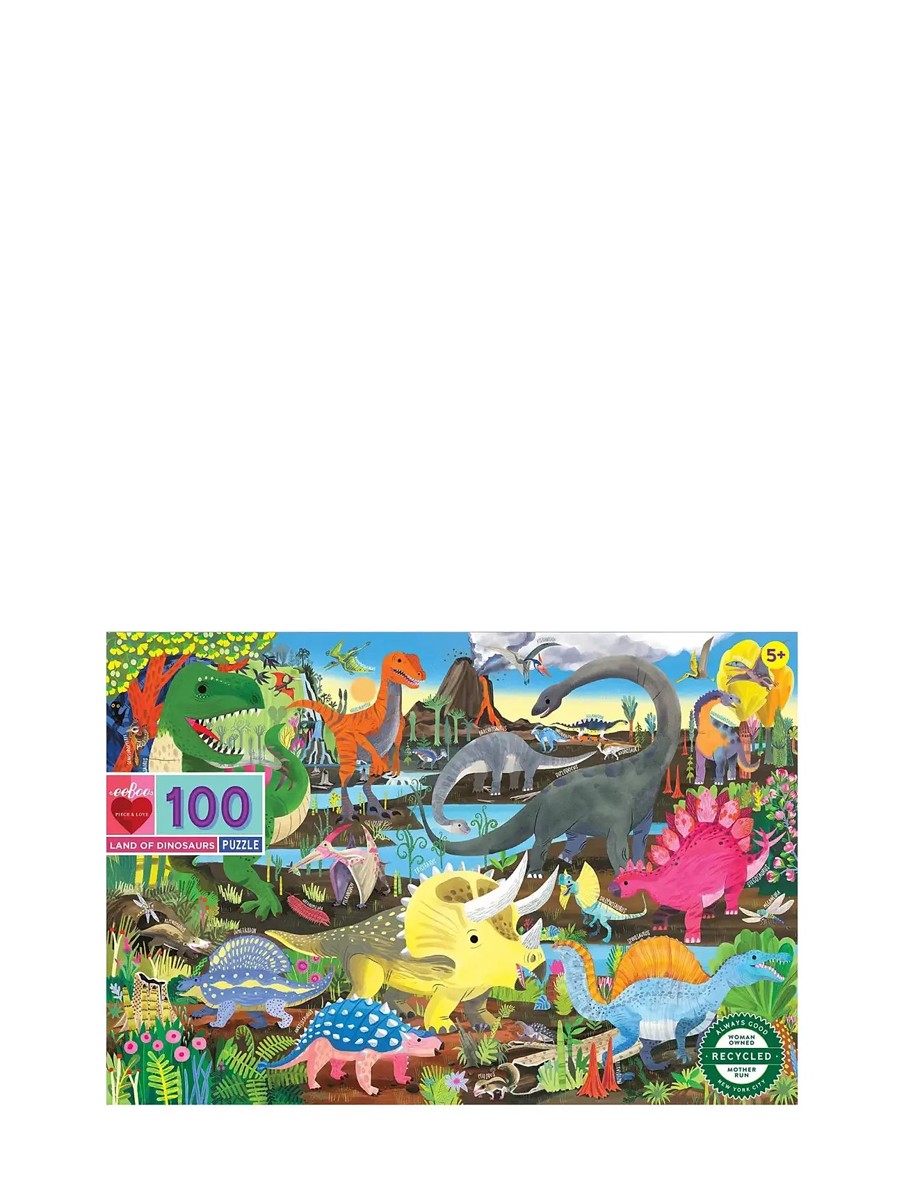 Puzzle 100 Pcs - Land Of Dinosaurs Toys Puzzles And Games Puzzles Classic Puzzles Multi/patterned Eeboo