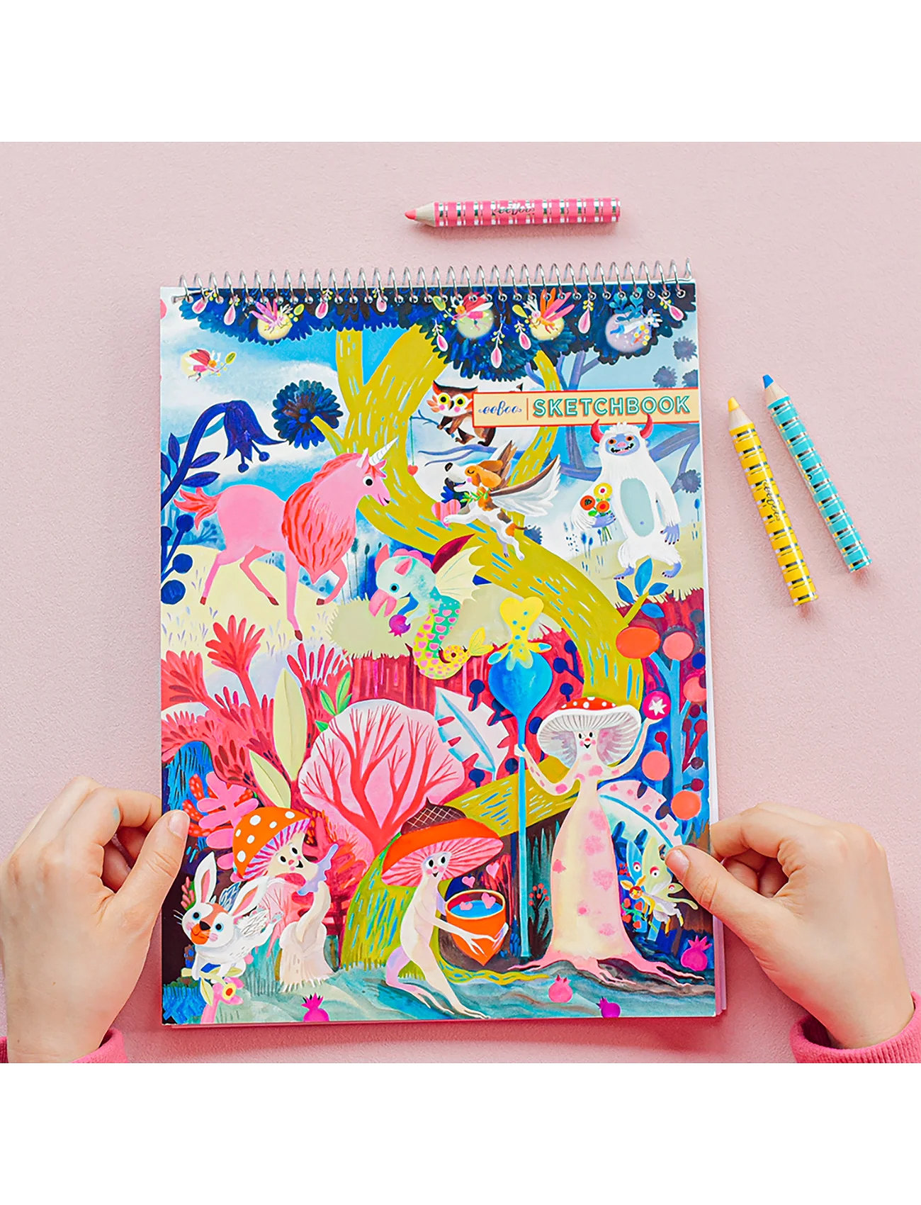 Eeboo Sketchbook - Magical Creatures, One Size, Multi/patterned, Tegning > Malebøger Og Håndarbejdsbøger, Børn