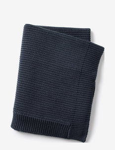 Wool Knitted Blanket - dekens - dk blue