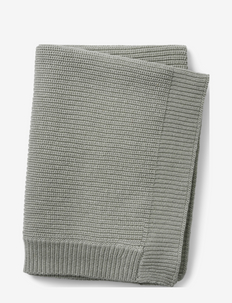Wool Knitted Blanket - dekens - mineral green