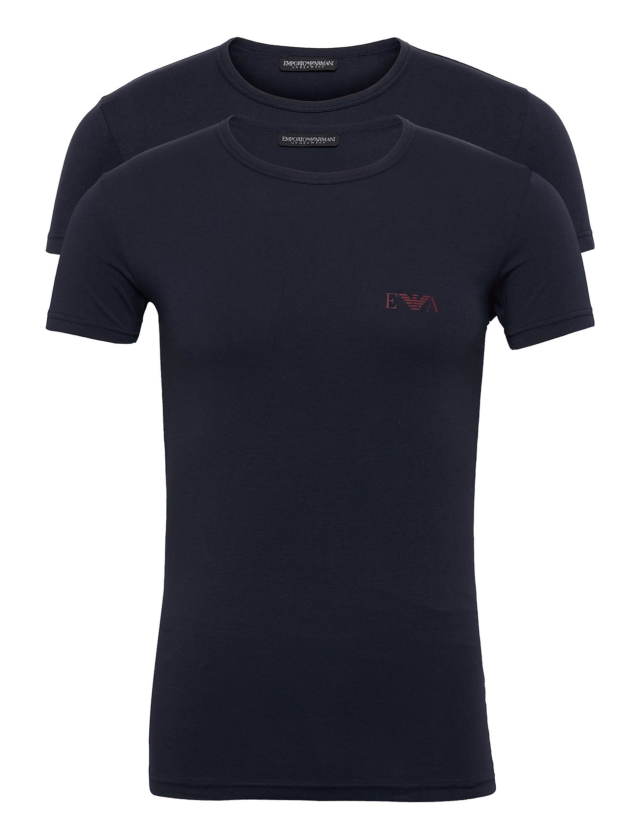 Men'S Knit 2pack T-Shirt T-shirts Short-sleeved Sininen Emporio Armani