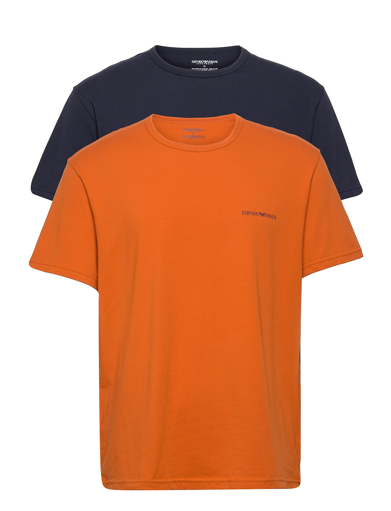 Men's Knit 2-Pack T-Shirt Underwear Night & Loungewear Pyjama Tops Blå Emporio Armani